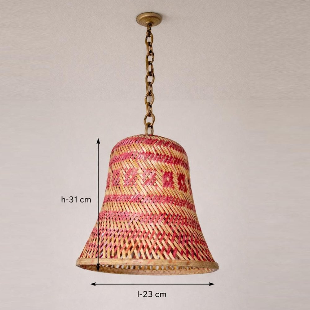 Handcrafted Bamboo Pink Woven Pendant Lamp